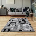 Lbaiet Lbaiet SL425C57 Black Emberly Geometric 5 x 7 ft. Rectangle Area Rug; Black; Gray & White SL425C57 Black